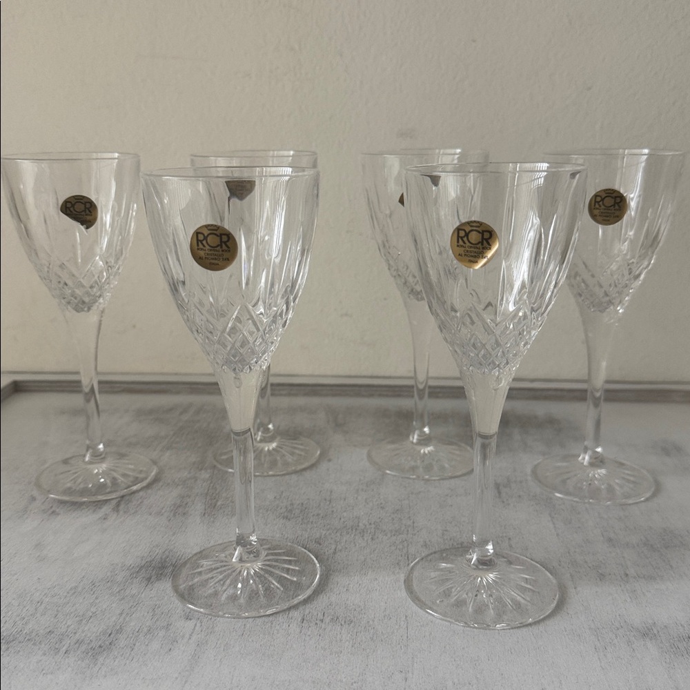 Royal Crystal Rock Puccini Wine crystal Glasses 6 pc set Italy
